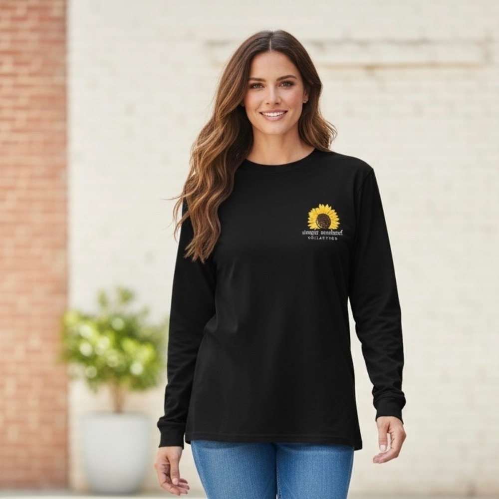 Simply Southern T-Shirt Womens XXL Black Blessed Mama Sunflower Long Sleeve Tee